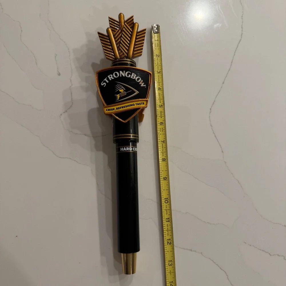Strongbow Hard Cider Beer Tap Handle Black Gold Arrow Shield 13 Inch Kegerator